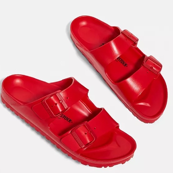 Valentino Garavani & Birkenstock Unisex Arizona Red‎ Leather Sandals Sz 8.5 (39) - Picture 14 of 14